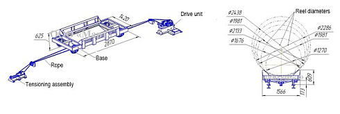 M.T.010 Cable drums transportation trolley with rope drive