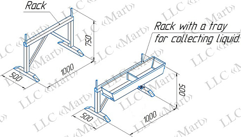 M.STL.012 P-shaped inclined rack with oil collector